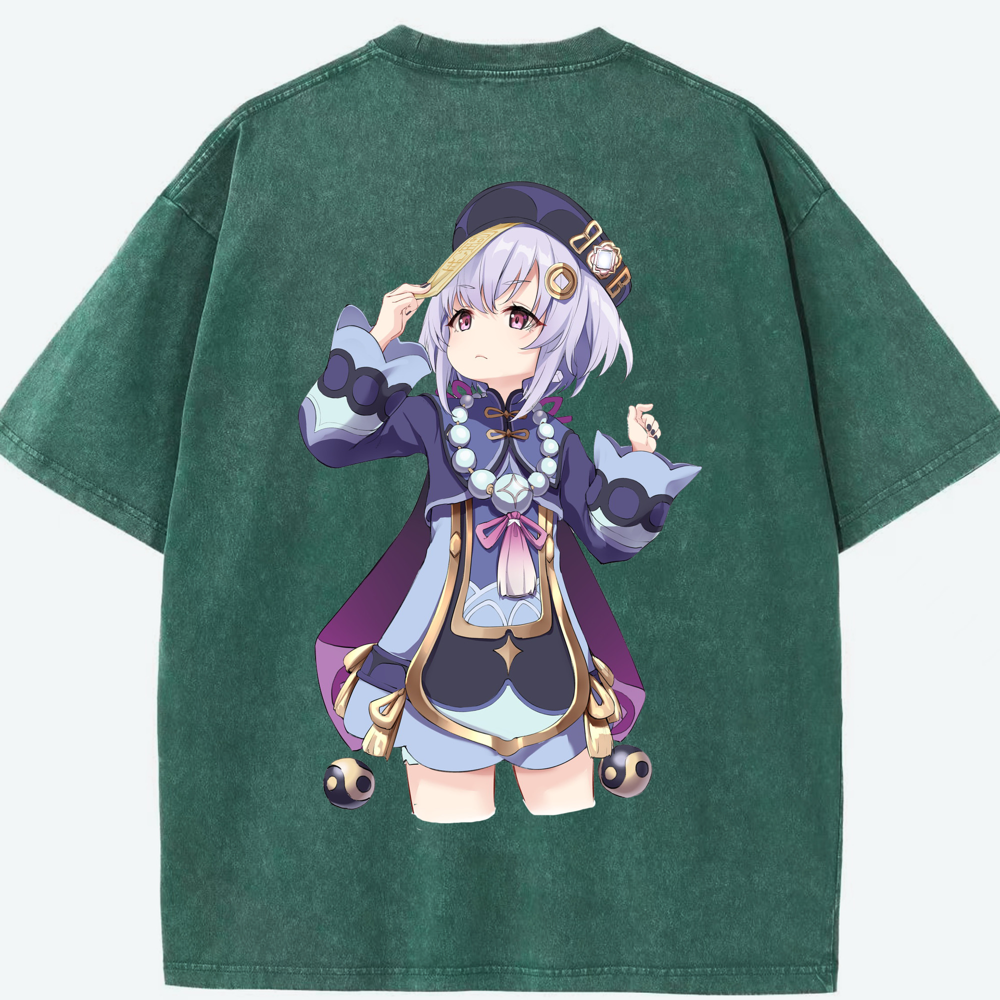 げんし神 七七 なな  genshin Nana 綿100% ヴィンテージ風 半袖Tシャツ（背面プリント）